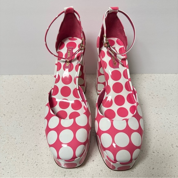 Larroude Ari Ankle Strap Platform Heels Polka Dot - Picture 2 of 5